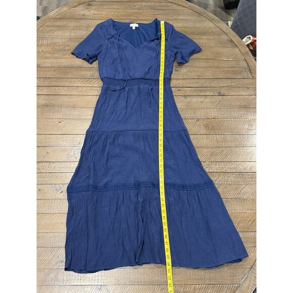 Luxology Dress Navy Blue Maxi Dress Short Sleeve Spring Summer - Women’s M - Picture 4 of 7